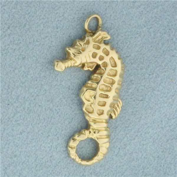 Seahorse Charm or Pendant in 14k Yellow Gold
