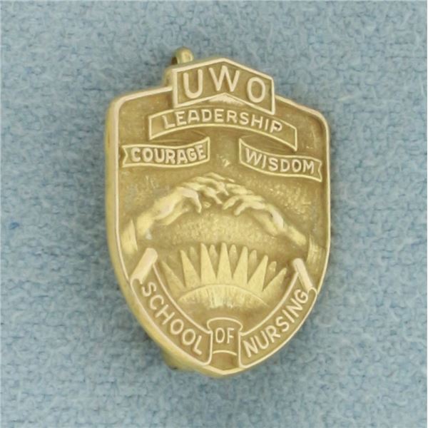 UWO School of Nursing Pin in 10k Yellow Gold