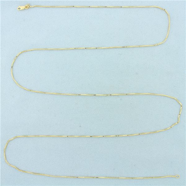 Italian 30 Inch Box Link Chain Necklace in 14k Yellow Gold