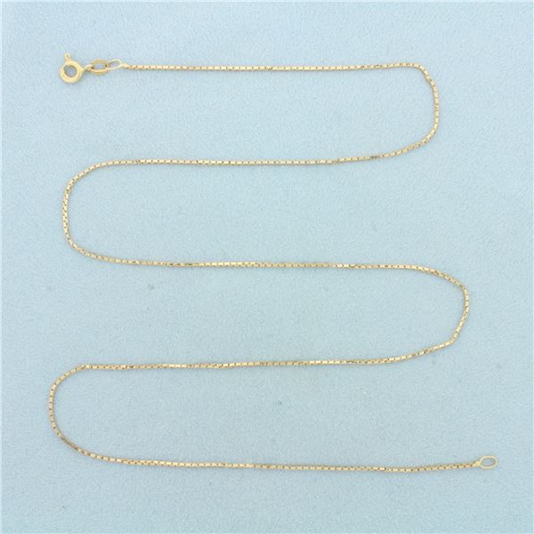 Italian 20 Inch Box Link Chain Necklace in 14k Yellow Gold