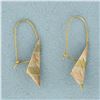 Image 2 : Tri-Color Kite Design Earrings in 14k Yellow, Rose, and White Gold