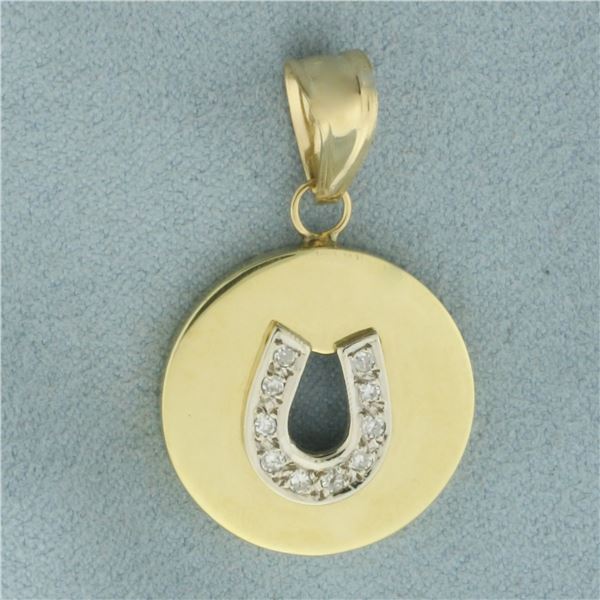 Diamond Horseshoe Pendant in 14k Yellow Gold