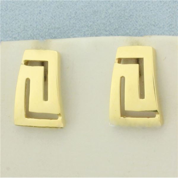Greek Key Earrings in 18k Yellow Gold