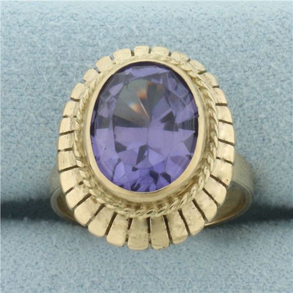 Color Changing Lab Alexandrite Solitaire Ring in 14k Yellow Gold