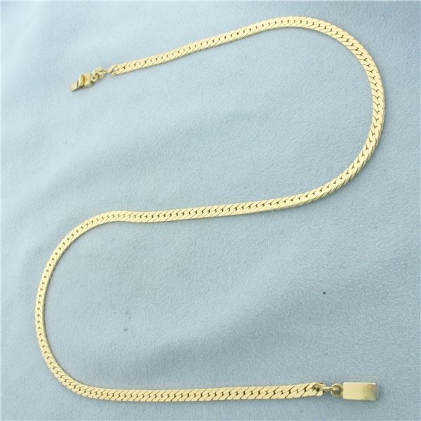 15.5 Inch Choker Herringbone Link Chain Necklace  in 14k Yellow Gold