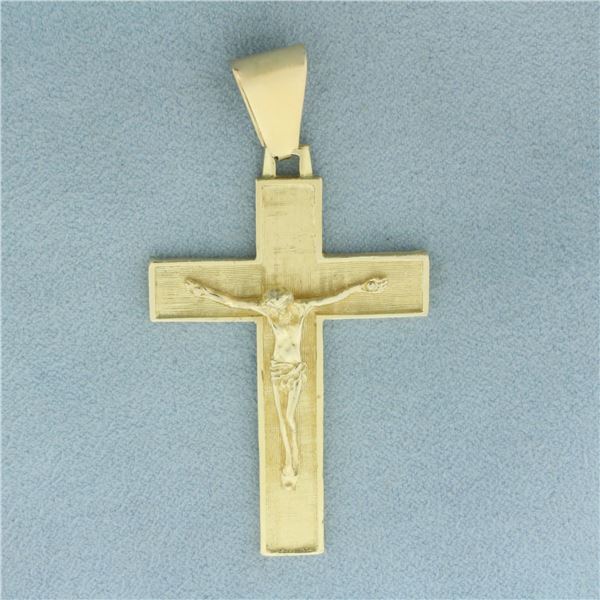Large Crucifix Cross Pendant in 14k Yellow Gold