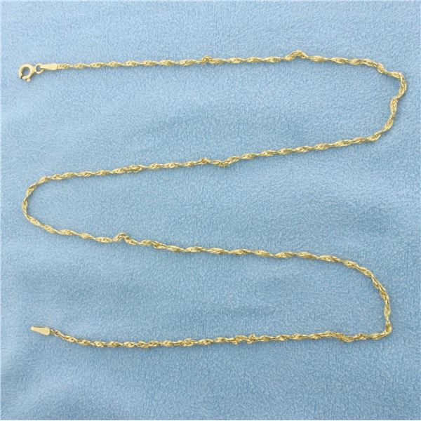 Italian 18 Inch Twisting Herringbone Link Chain Necklace in 14k Yellow Gold