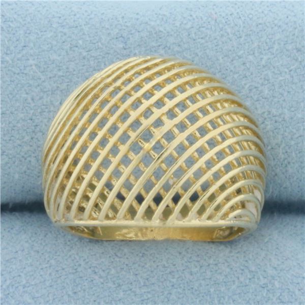 Woven Lattice Bombe Ring in 14k Yellow Gold
