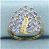 Image 1 : Tanzanite and Diamond Ring in 10k Yellow Gold