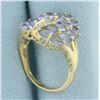 Image 3 : Tanzanite and Diamond Ring in 10k Yellow Gold