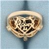 Image 4 : Heart Garnet and Diamond Ring in 14k Rose Gold