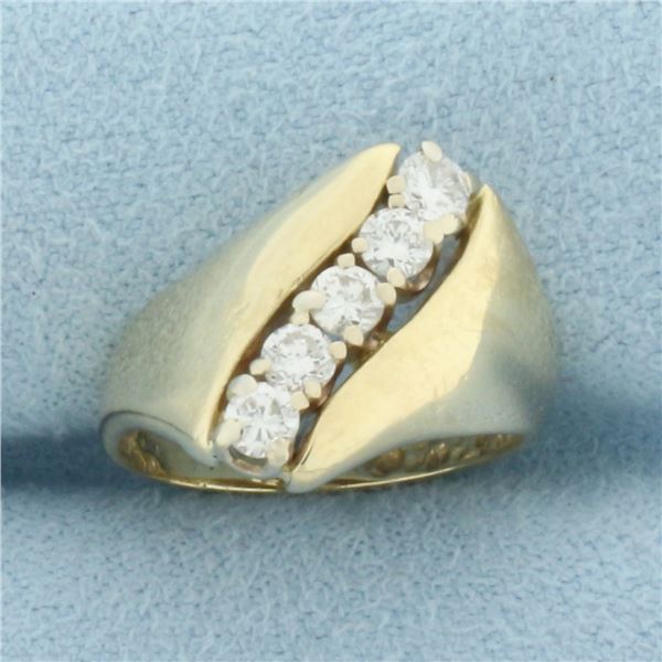 Diagonal Diamond Pinky Ring in 14k Yellow Gold