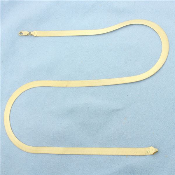 20 Inch Italian Liquid Gold Herringbone Chain Necklace in 14k Yellow Gold