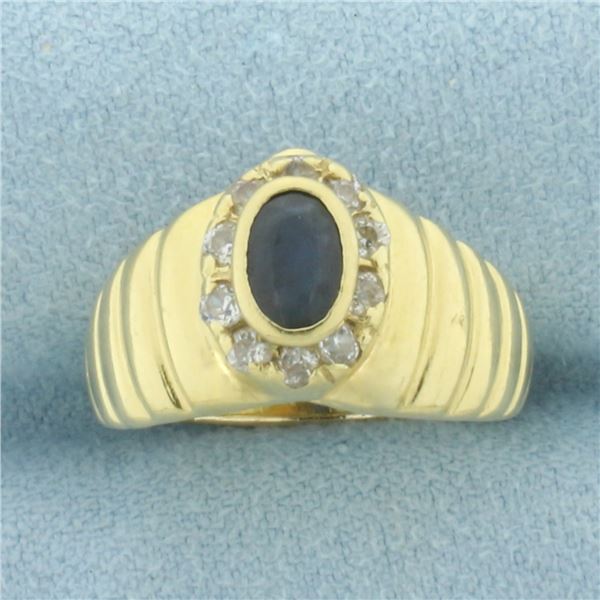 Italian Sapphire and Diamond Ring in 18k Yellow Gold