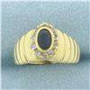 Image 1 : Italian Sapphire and Diamond Ring in 18k Yellow Gold