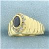 Image 2 : Italian Sapphire and Diamond Ring in 18k Yellow Gold