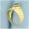 Image 3 : Italian Sapphire and Diamond Ring in 18k Yellow Gold