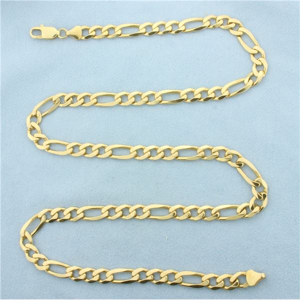 Mens 26 Inch Italian Figaro Link Chain Necklace in 14k Yellow Gold