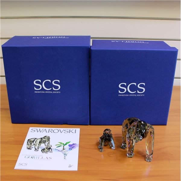 Swarovski Crystal 952504 Endangered Wildlife Gorillas with Box and COA 2009