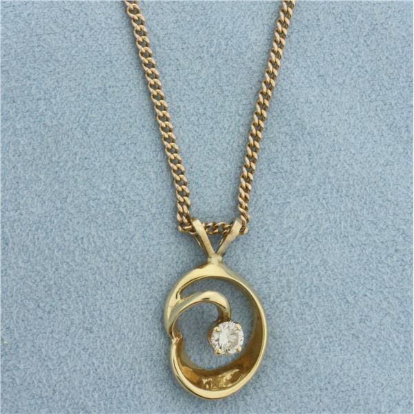 Abstract Design Diamond Necklace in 14k Yellow Gold