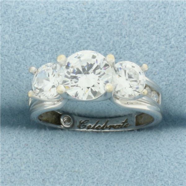 CZ Engagement Ring in 14k White Gold