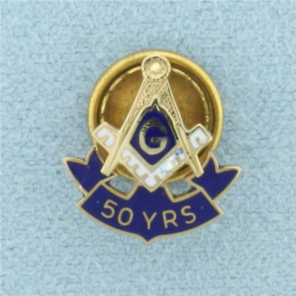 Vintage Masonic 50 Years Pin in 10k Yellow Gold