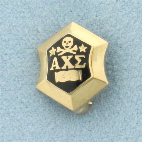 Vintage Alpha Chi Sigma Chemical Sciences Fraternity Pin in 14k Yellow Gold