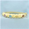 Image 1 : Rainbow Gemstone Bangle Bracelet in 14k Yellow Gold