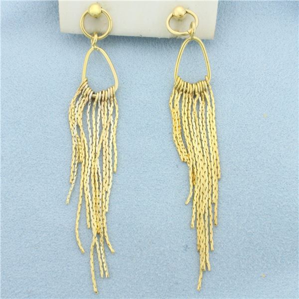 Dangle Chain Chandelier Earrings in 14k Yellow and White Gold