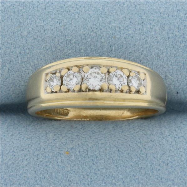 Five Stone Diamond Wedding or Anniversary Band Ring in 14k Yellow Gold