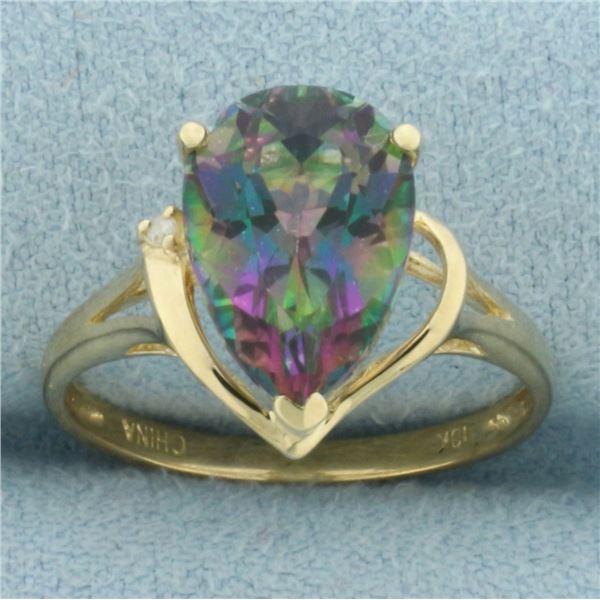Mystic Topaz and Diamond Ring in 10k Yellow Gold