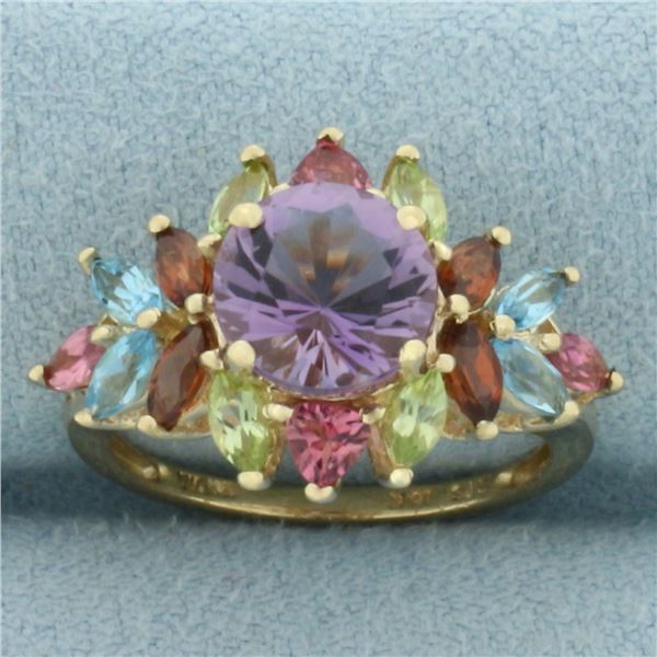 Rainbow Gemstone Ring in 10k Yellow Gold