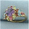 Image 2 : Rainbow Gemstone Ring in 10k Yellow Gold