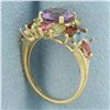 Image 3 : Rainbow Gemstone Ring in 10k Yellow Gold