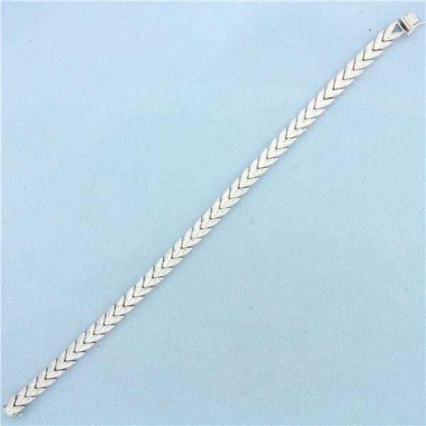 Diamond Cut Chevron Link Bracelet in 14k White Gold