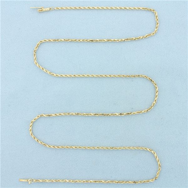 Mens 24 Inch Rope Link Chain Necklace in 14k Yellow Gold