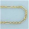 Image 2 : 18 Inch 3D Figaro Oval and Round Link Necklace in 10k Yellow Gold