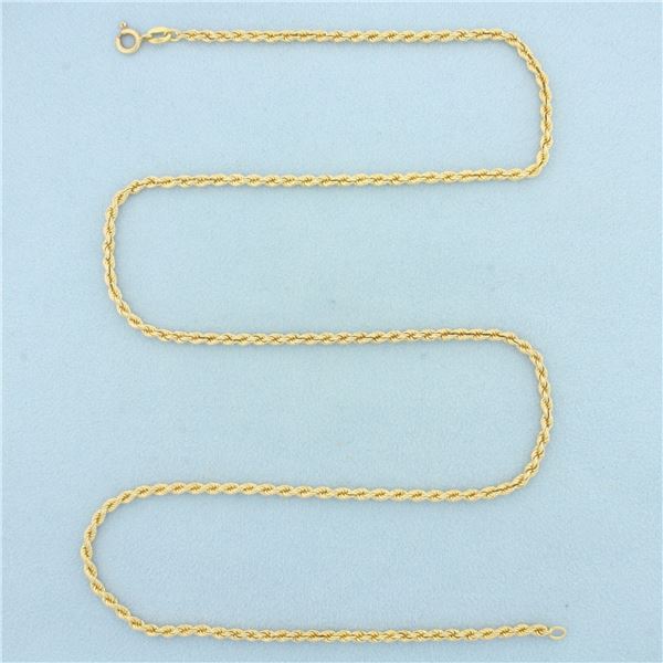 Mens 24 Inch Rope Link Chain Necklace in 14k Yellow Gold