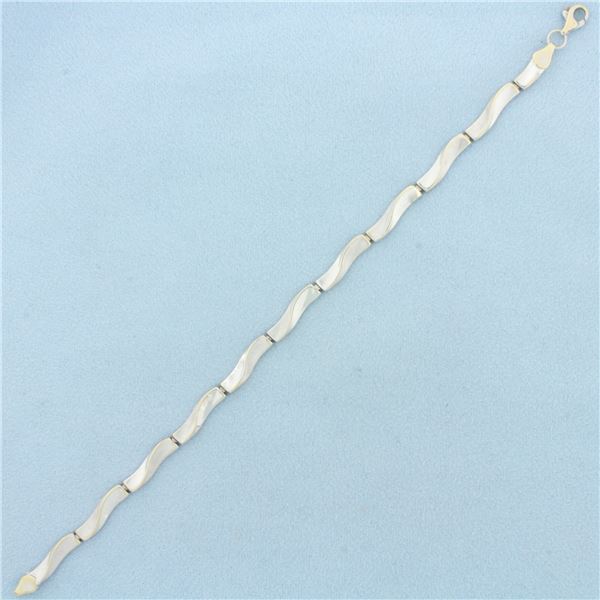Wave Design Bracelet in 14k White Gold