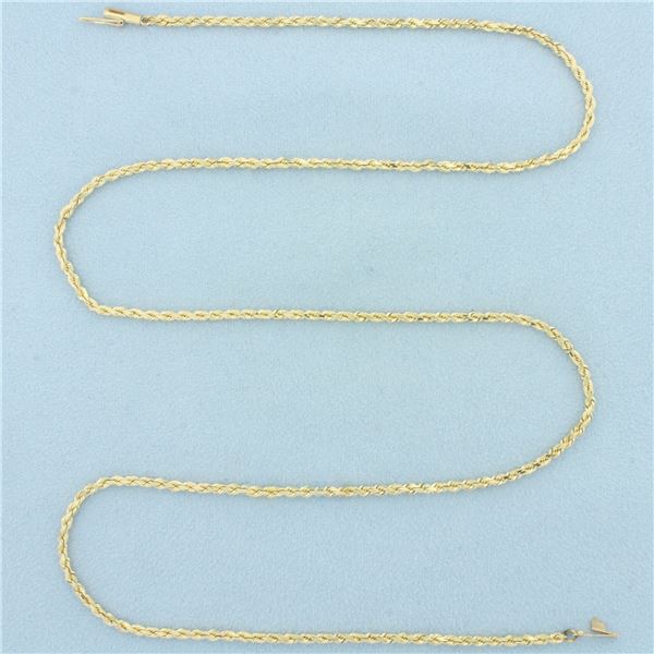 Mens 24 Inch Rope Link Chain Necklace in 14k Yellow Gold