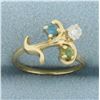 Image 1 : Gemstone Branch Design Ring in 14k Yellow Gold