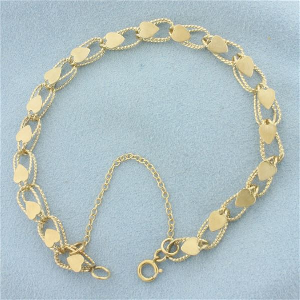 Heart Link Bracelet in 14k Yellow Gold