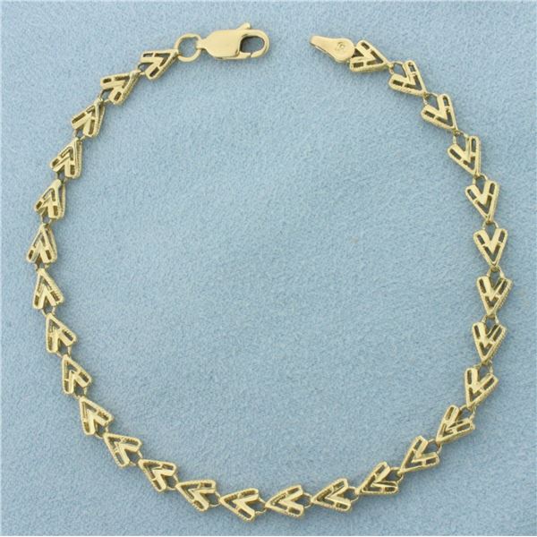 Designer V-Link Bracelet in 14k Yellow Gold