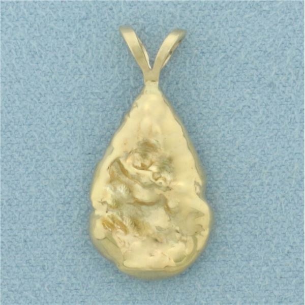 Freeform Gold Nugget Pendant in 14k Yellow Gold