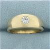 Image 1 : Mens Diamond Solitaire Flush Set Ring in 14K Yellow Gold