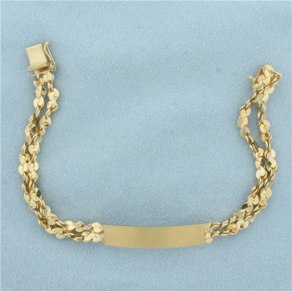 Tinsel Link ID Name Bracelet in 14K Yellow Gold