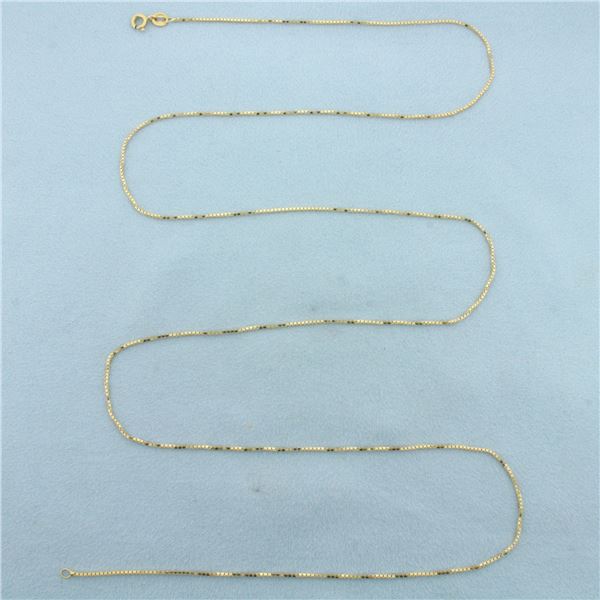 30 Inch Italian Box Link Chain Necklace in 14k Yellow Gold