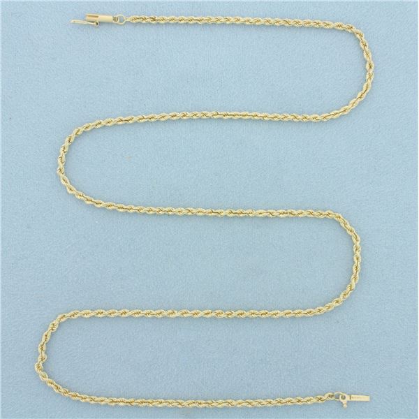 20 Inch Rope Link Chain Necklace in 14k Yellow Gold