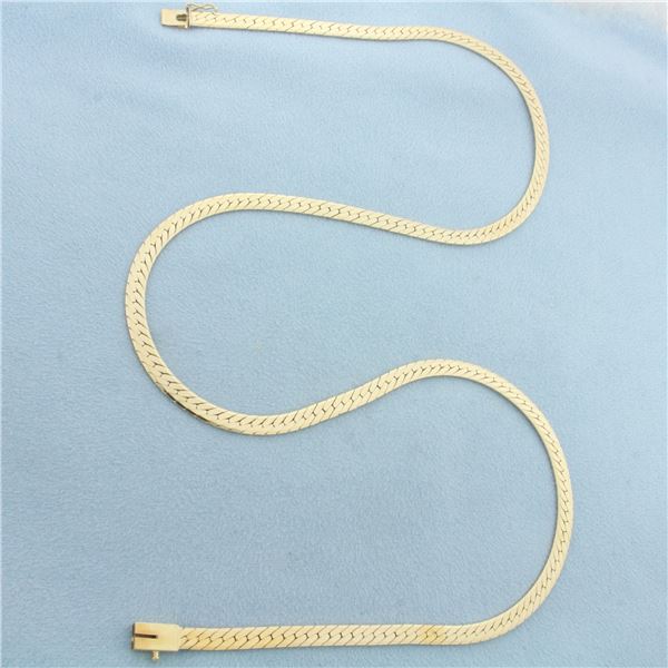 20 Inch Herringbone Link Necklace in 14k Yellow Gold