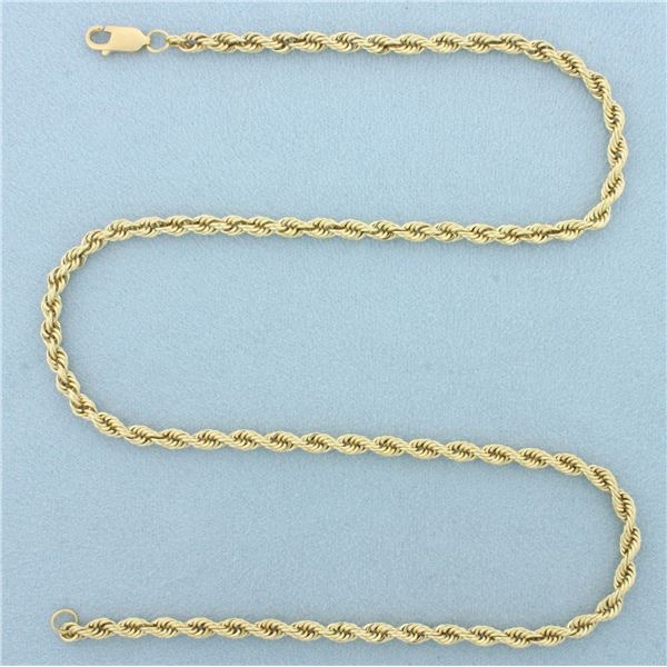 18 Inch Rope Chain Link Necklace in 14k Yellow Gold
